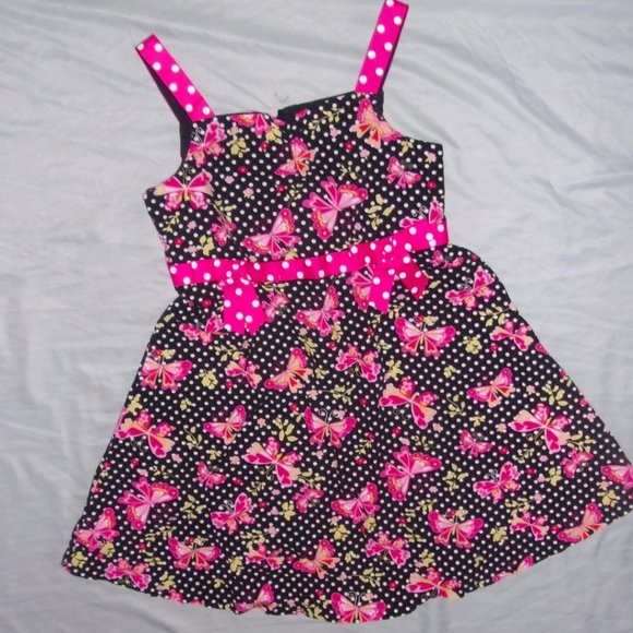 Jessica Ann Dresses Little Girls Size 6x 6 X Dress Casual White Black Pink Butterfl Pretty